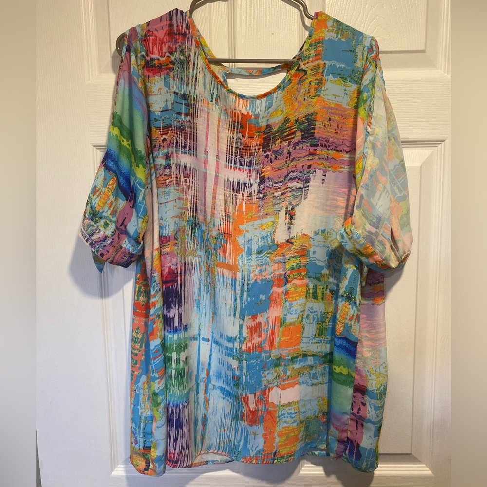 Renuar Abstract Print Tunic Top/Cover-Up  – Sleeveless – Size XXL